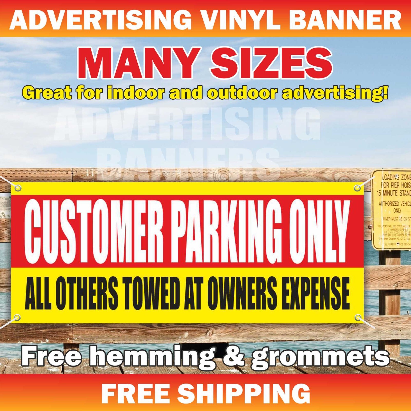 CUSTOMER PARKING ONLY Advertising Banner Vinyl Mesh Sign Welcome Car Storage