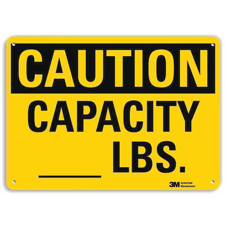 Lyle U4-1104-Ra_10X7 Caution, Capacity _ Lbs., 7 In X 10 In, Vertical