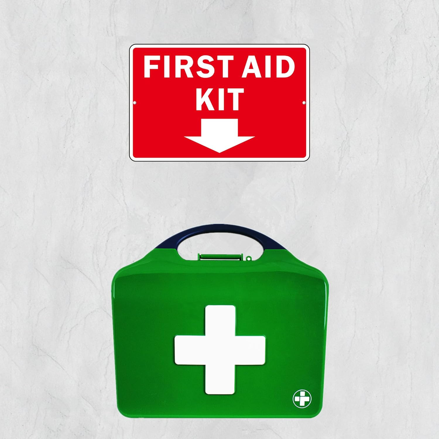 , (2 Pack) Self Adhesive First Aid Kit Sign for Wall, Aluminum Metal Signs with