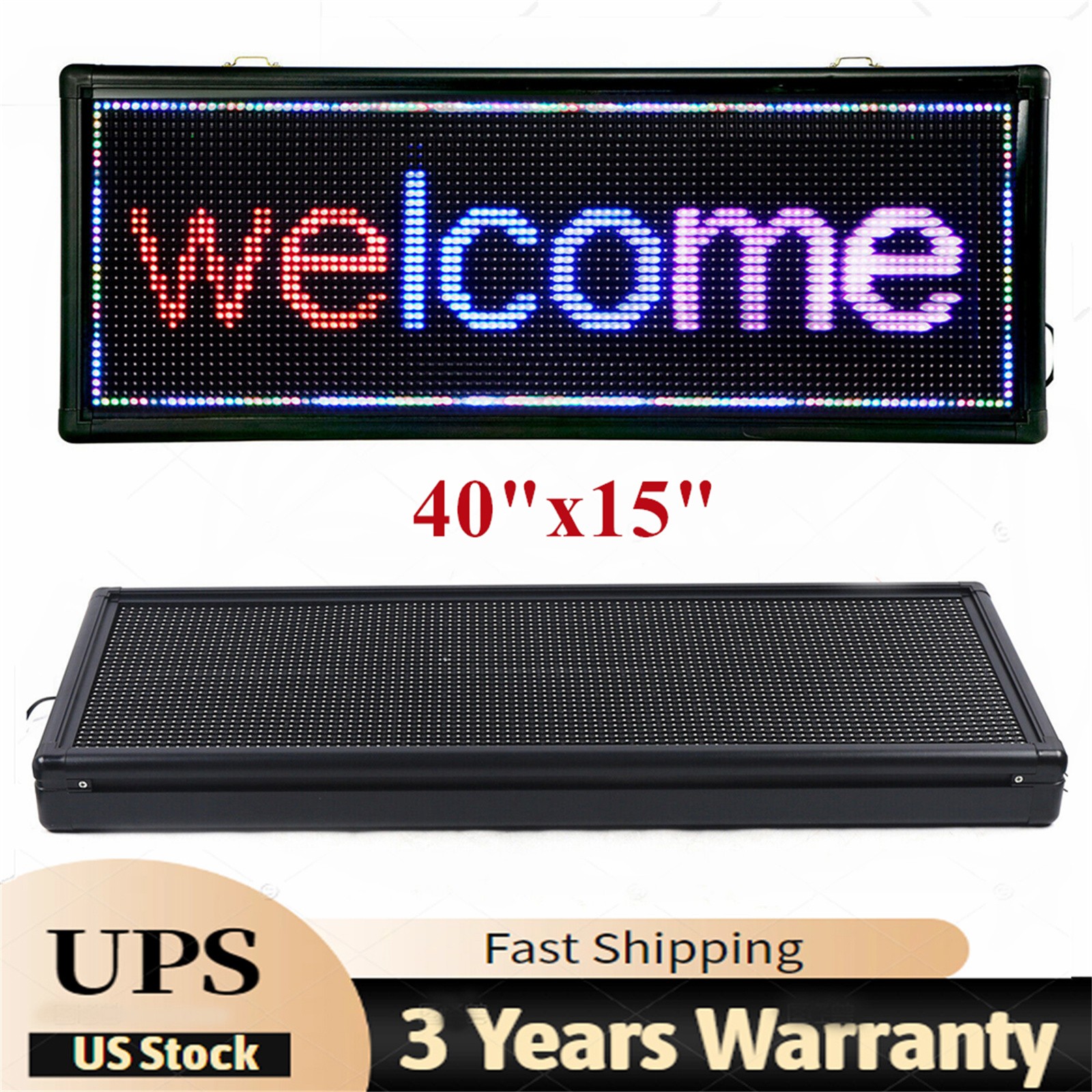 LED SIGN 3-COLOR PROGRAMMABLE OUTDOOR LED SCROLLING MESSAGE BOARD SIGN 40“x15”~