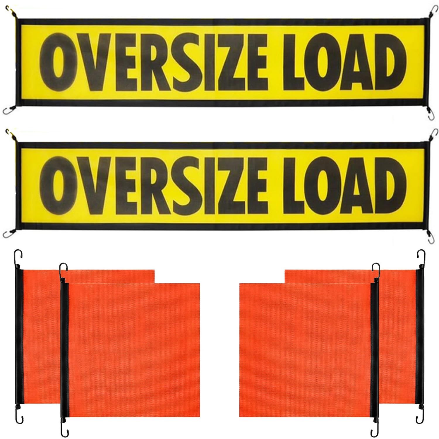 2 Pack Oversize Load Banner 18×84 for Trucks Pilot Cars Semis, 4 Red Warning