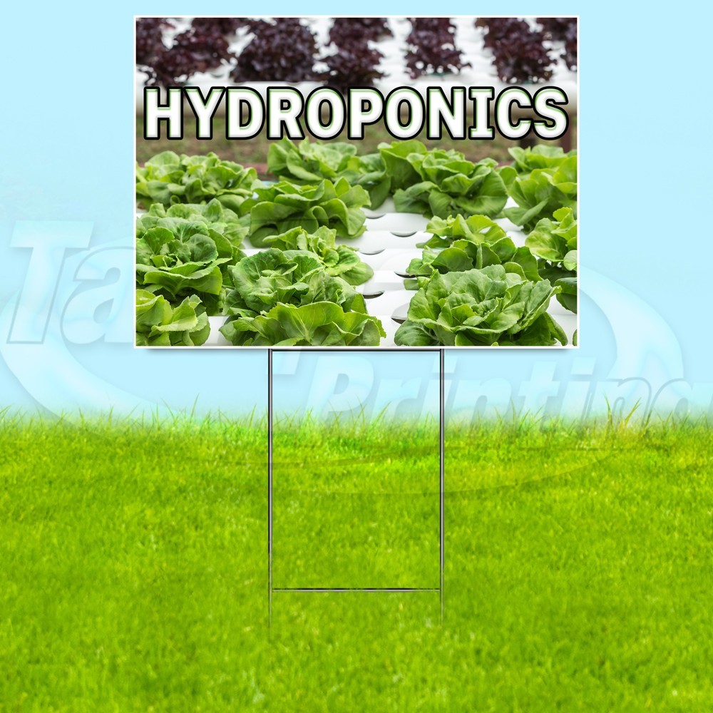 HYRDOPONICS 18×24 Yard Sign Plants Plastic Corrugated WITH STAKE USA YS07946