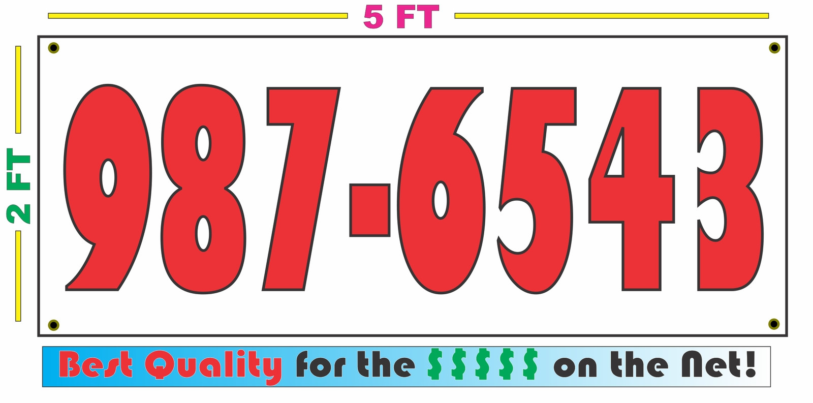Custom 7 Digit PHONE NUMBER Banner Sign NEW Larger Size Best Price for The $$$$