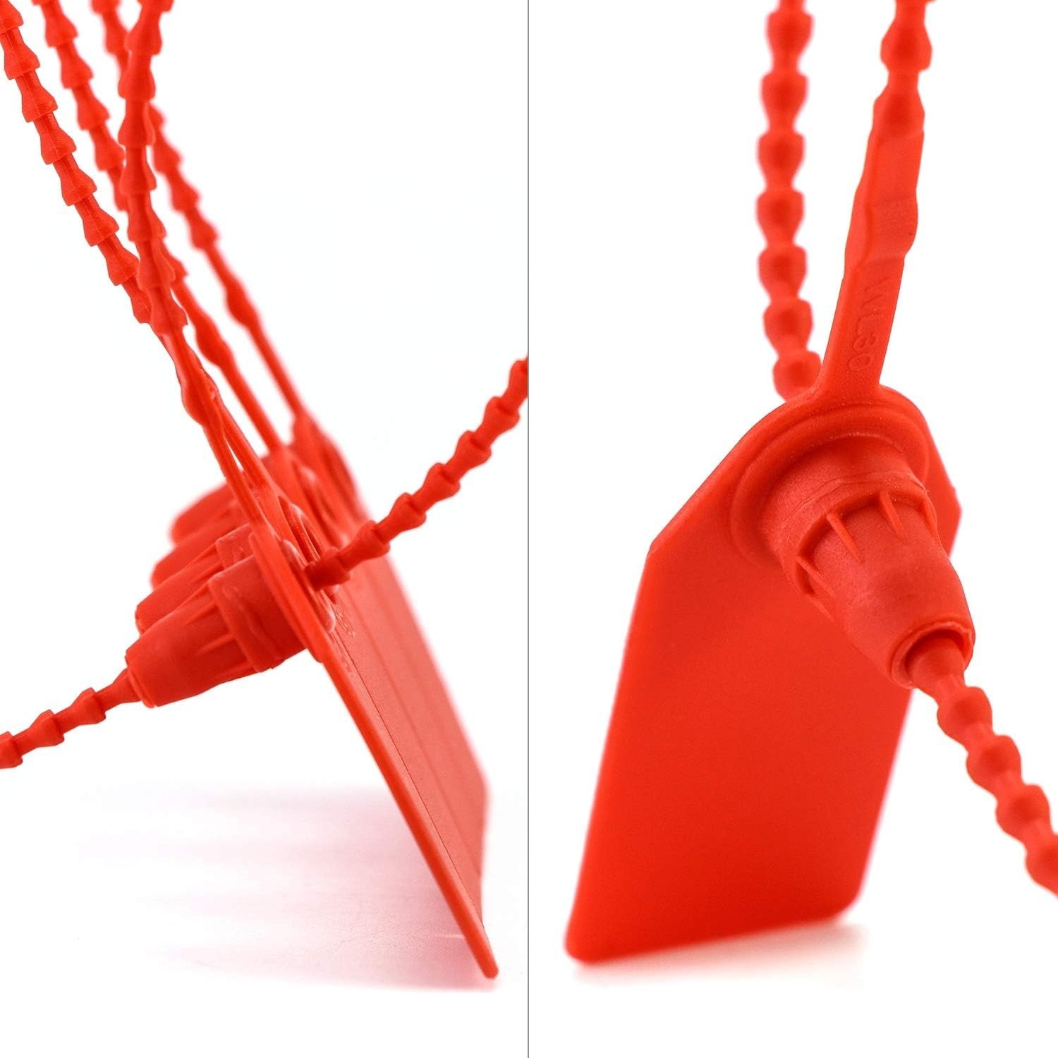 100Pcs Red Plastic Tamper Seals – Self-Locking Security Zip Ties for Fire Safety