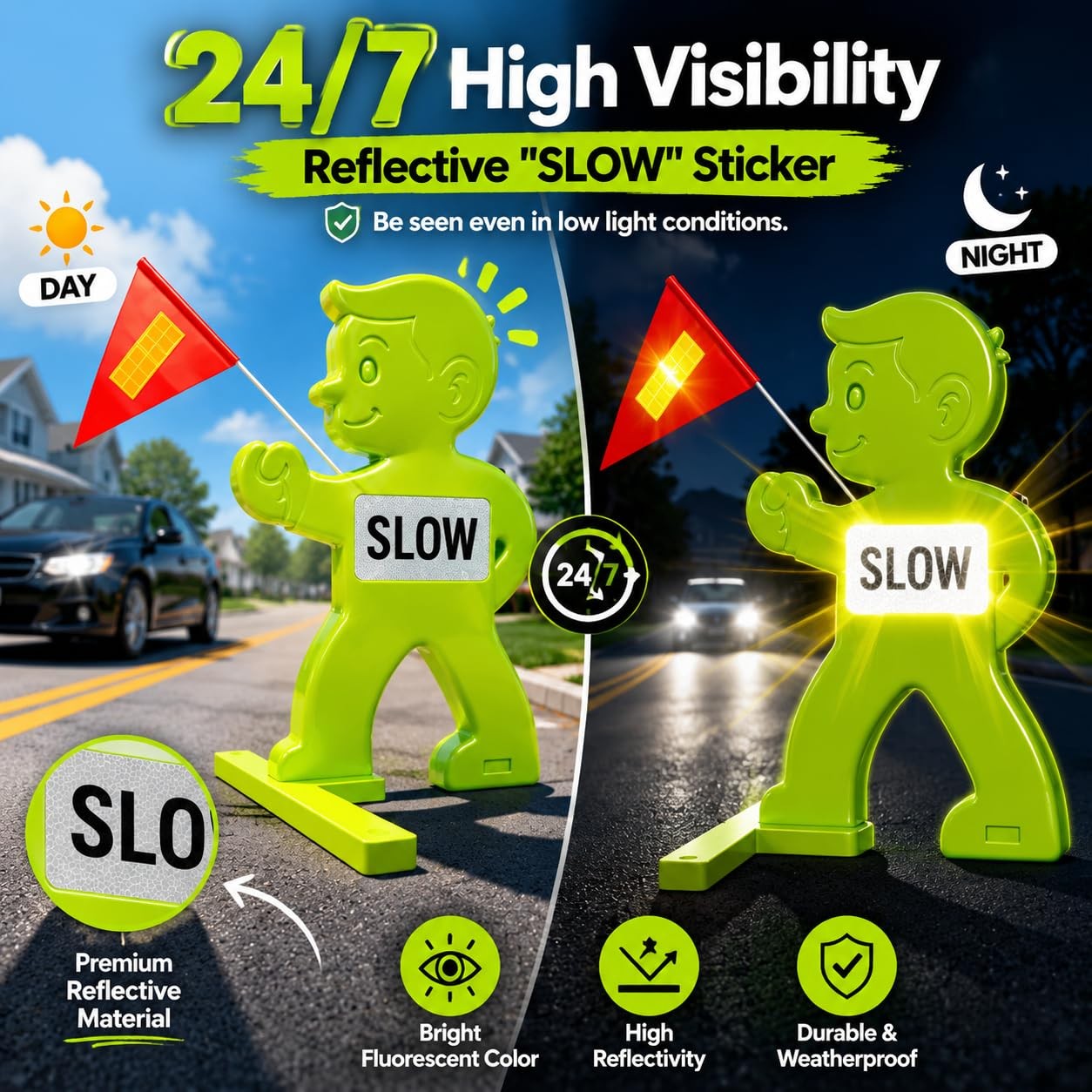 Slow Children at Play Safety Sign, 31 Inch, Reflective Flag