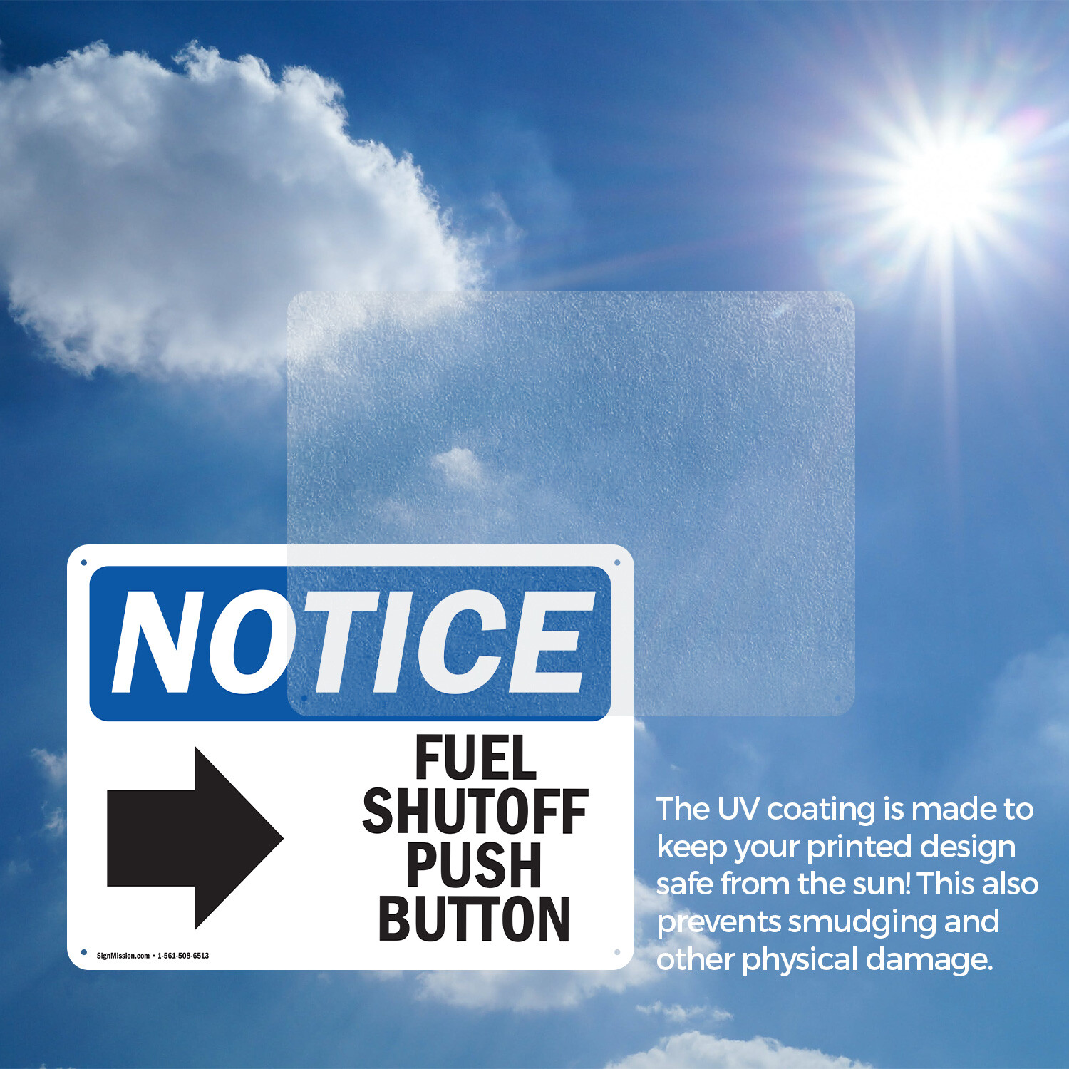 (2 Pack) Fuel Shutoff Push Button [Right Arrow] OSHA Notice Sign Decal Metal
