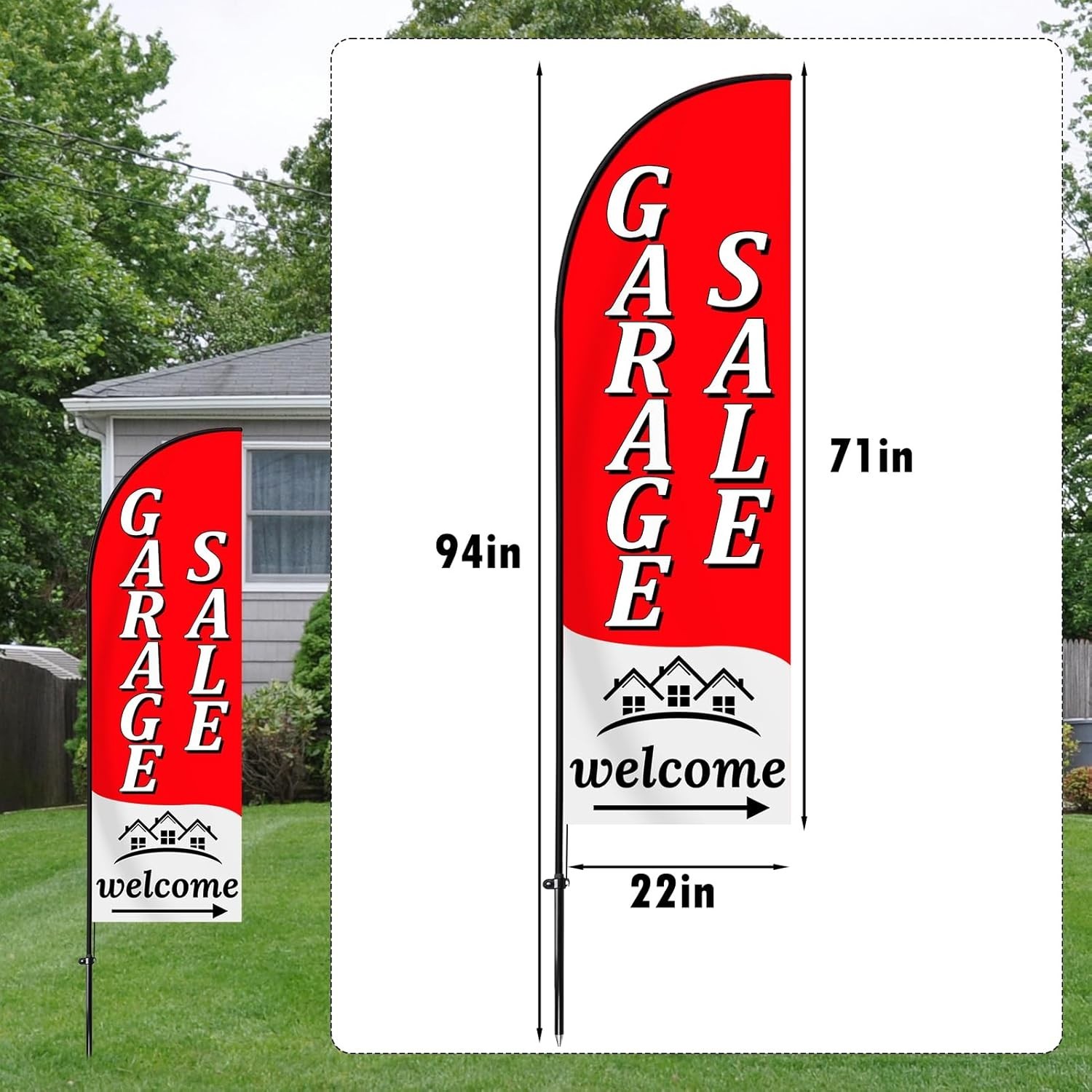 Garage Sale Sign,Feather Advertising Flag & Pole Kit,Yard Garage Sale Banner Fla