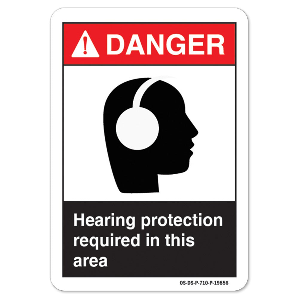 Hearing Protection Required In This Area ANSI Danger Sign Metal Plastic Decal