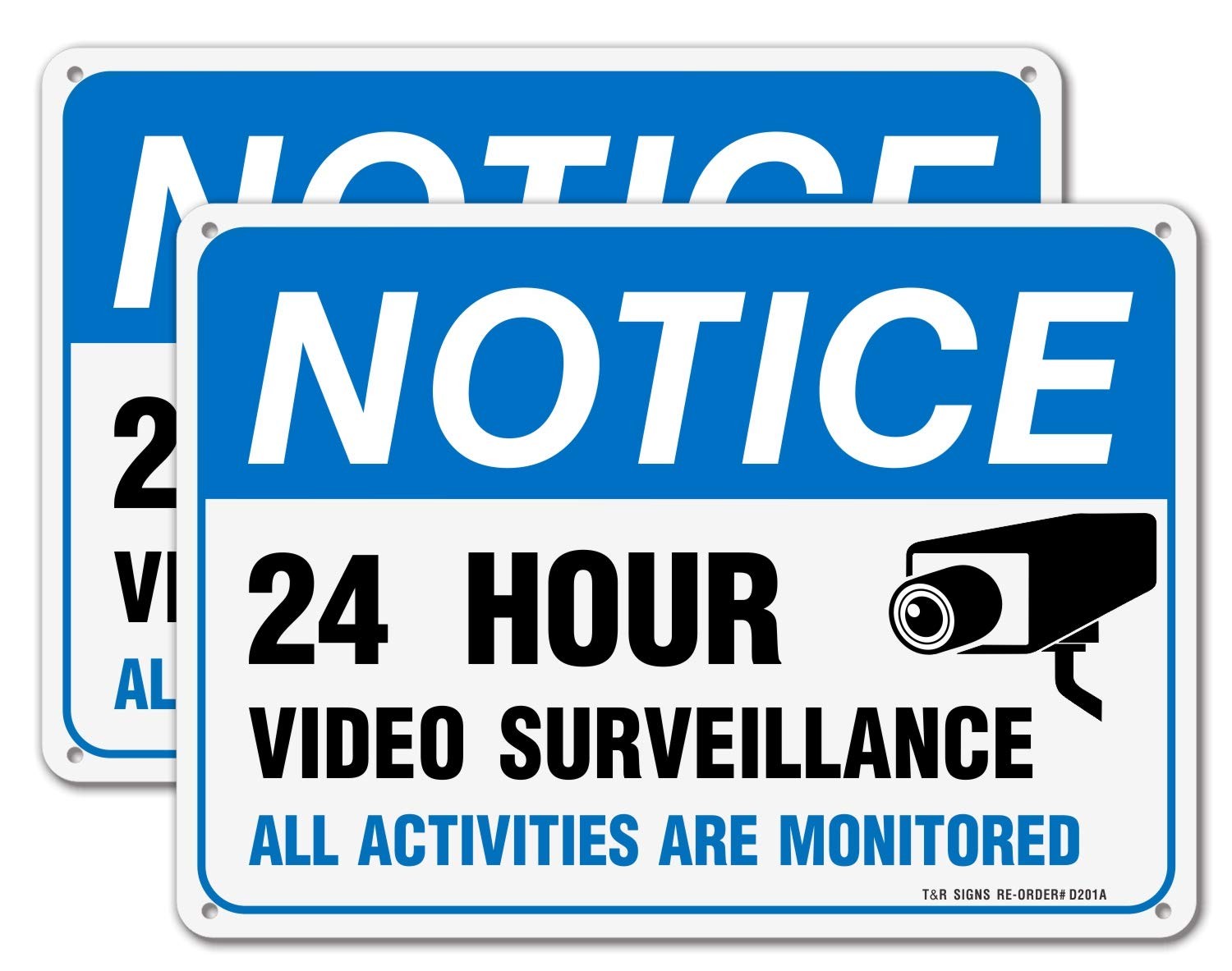 Video Surveillance Sign, All Activities Are Monitored – 2 Pack – 7 x 10 Inche…