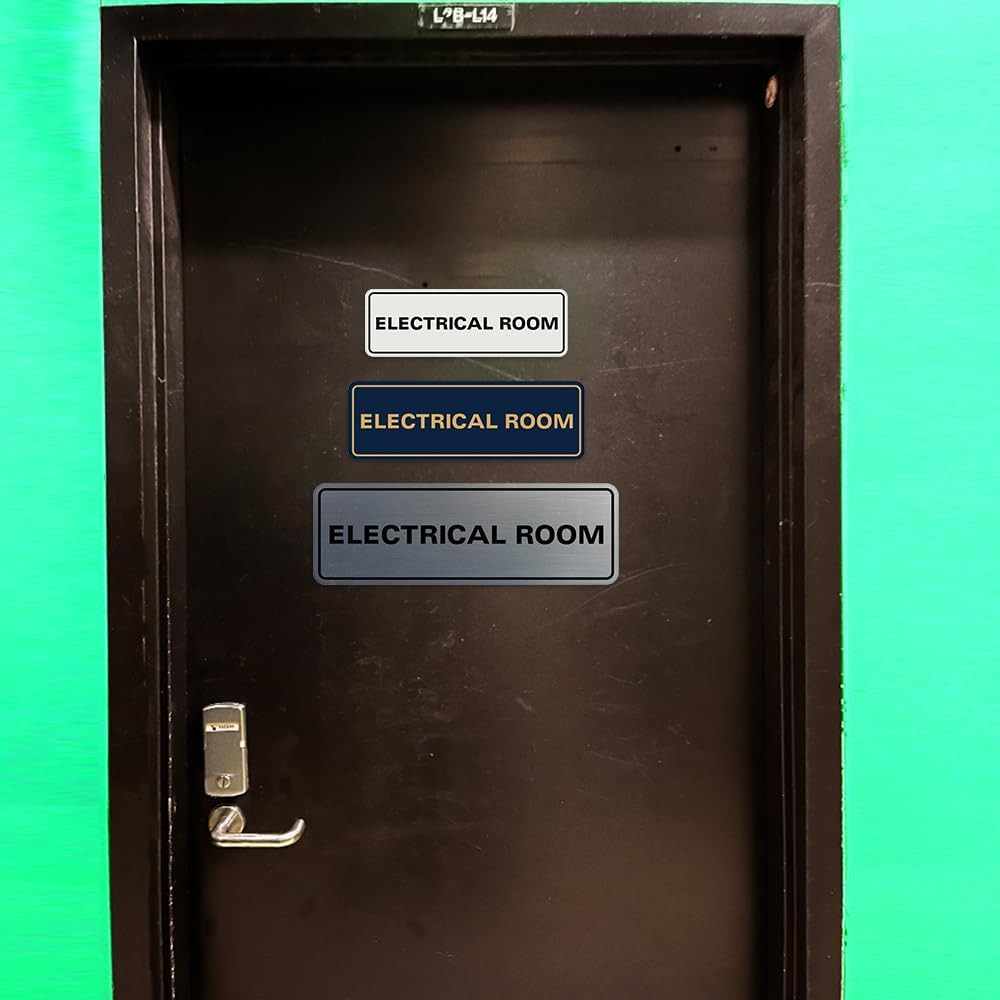 Standard Electrical Room Sign – Black – Small (1 Pack)
