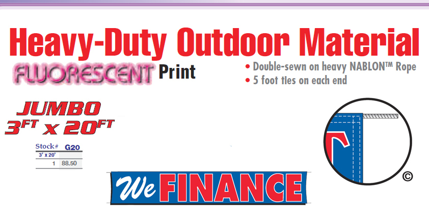 WE FINANCE Banner Sign 20 FEET car lot buy here pay here financing bad credit