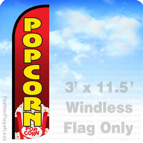 POPCORN – Windless Swooper Feather Flag 3×11.5 Banner Sign – rq