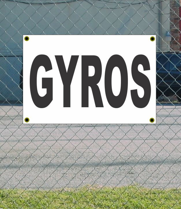 2×3 GYROS Black & White Banner Sign NEW Discount Size & Price FREE SHIP