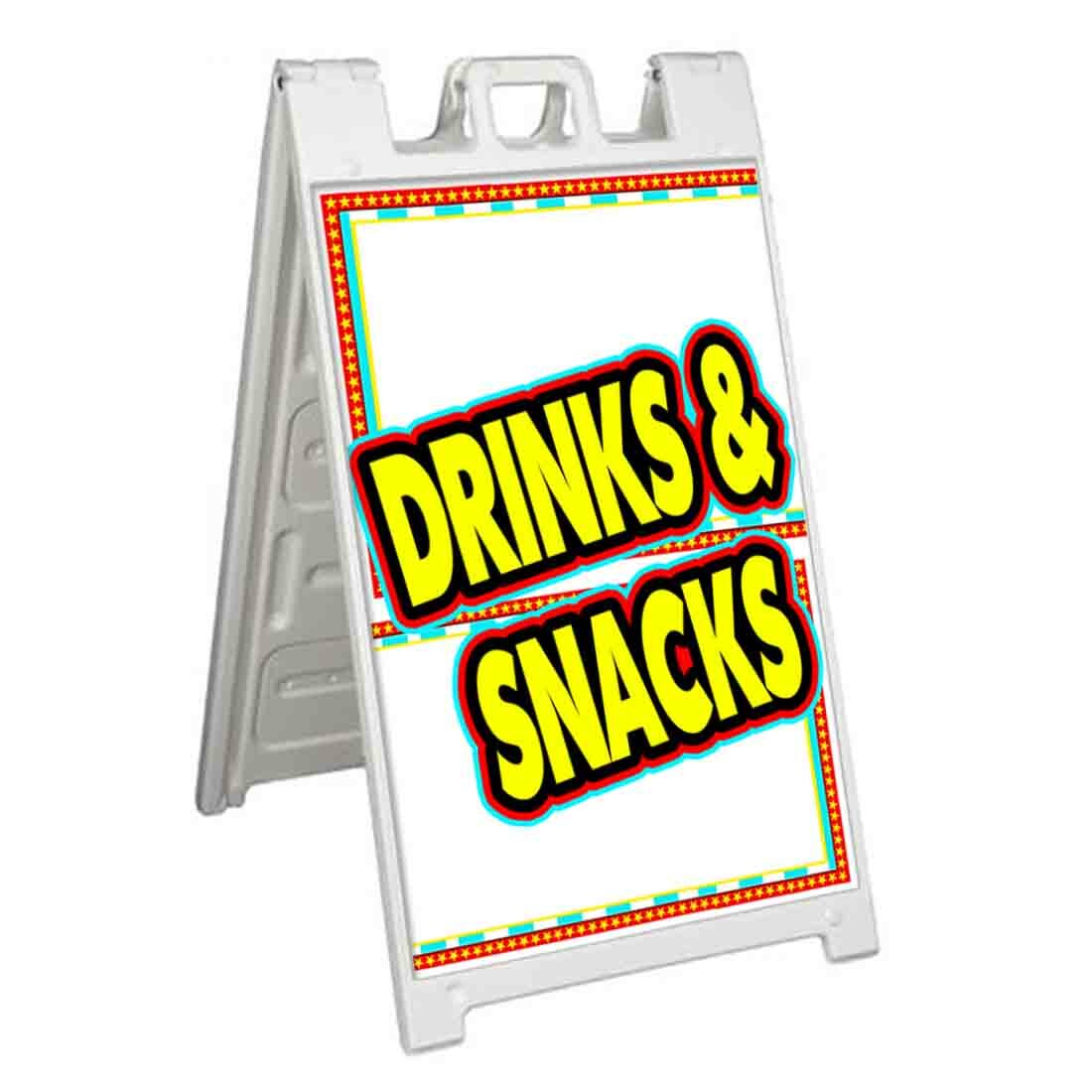 DRINKS & SNACKS Signicade 24×36 Aframe Sidewalk Sign Banner Decal RESTAURANT