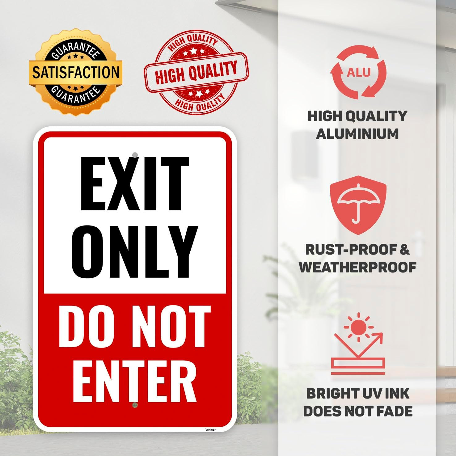 1PC Exit Only Do Not Enter Sign, 18 x 12 Inches – Aluminum