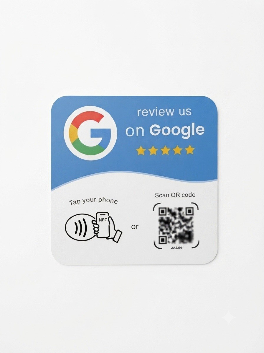 5 Star Google Review Card NFC Tap To Review Preprogrammed QR Code Business
