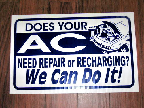 Auto Repair Shop Sign: AC Repair & Recharge Service
