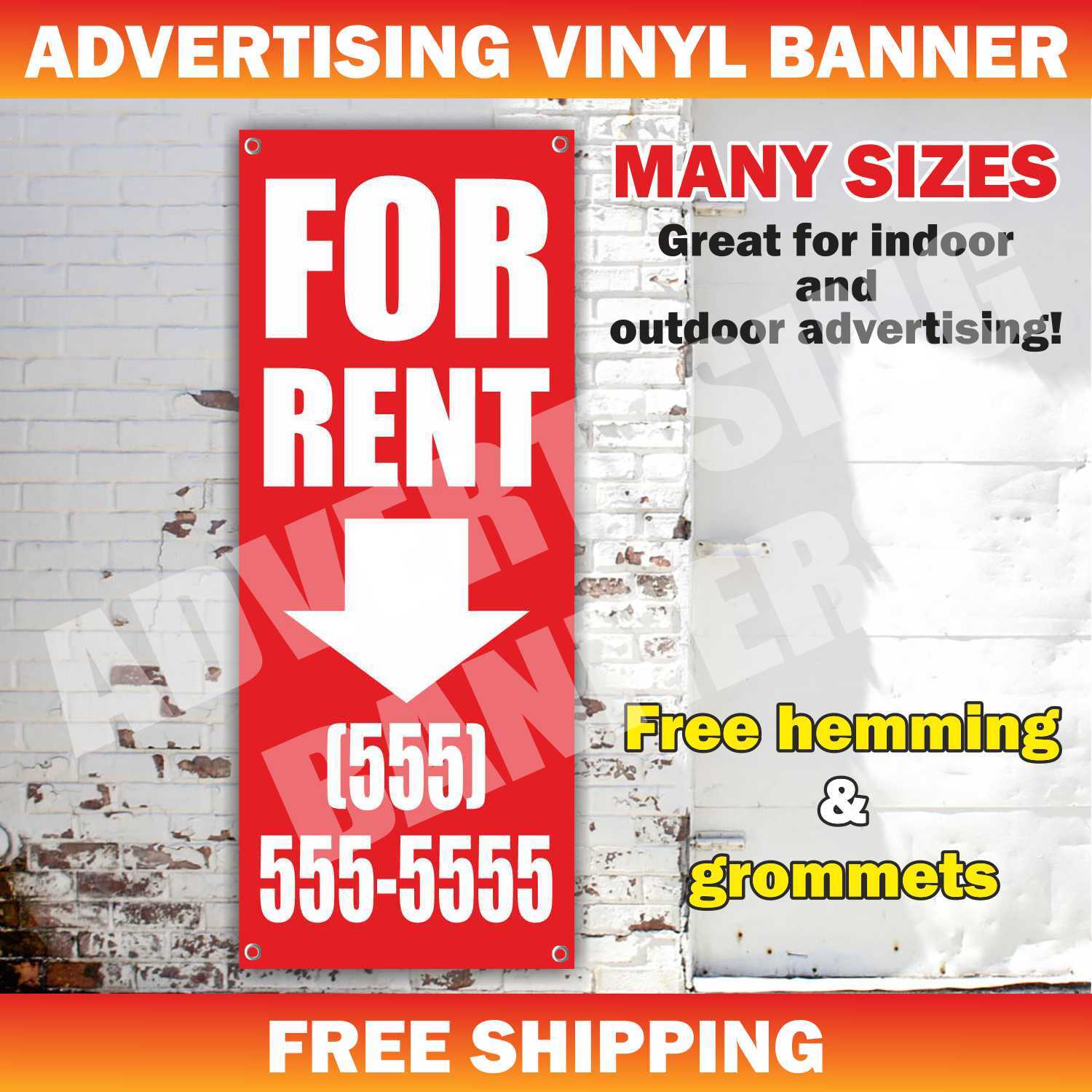 FOR RENT Advertising Banner Vinyl Mesh Sign Lease Room Office Space Realtor Sell