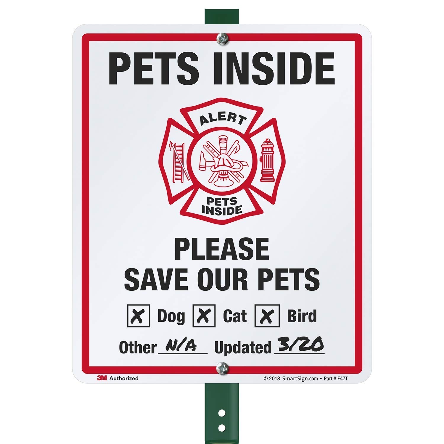 12×10 Write-On Yard Sign for Pets – Save Our Pets, Reflective Aluminum with Stak
