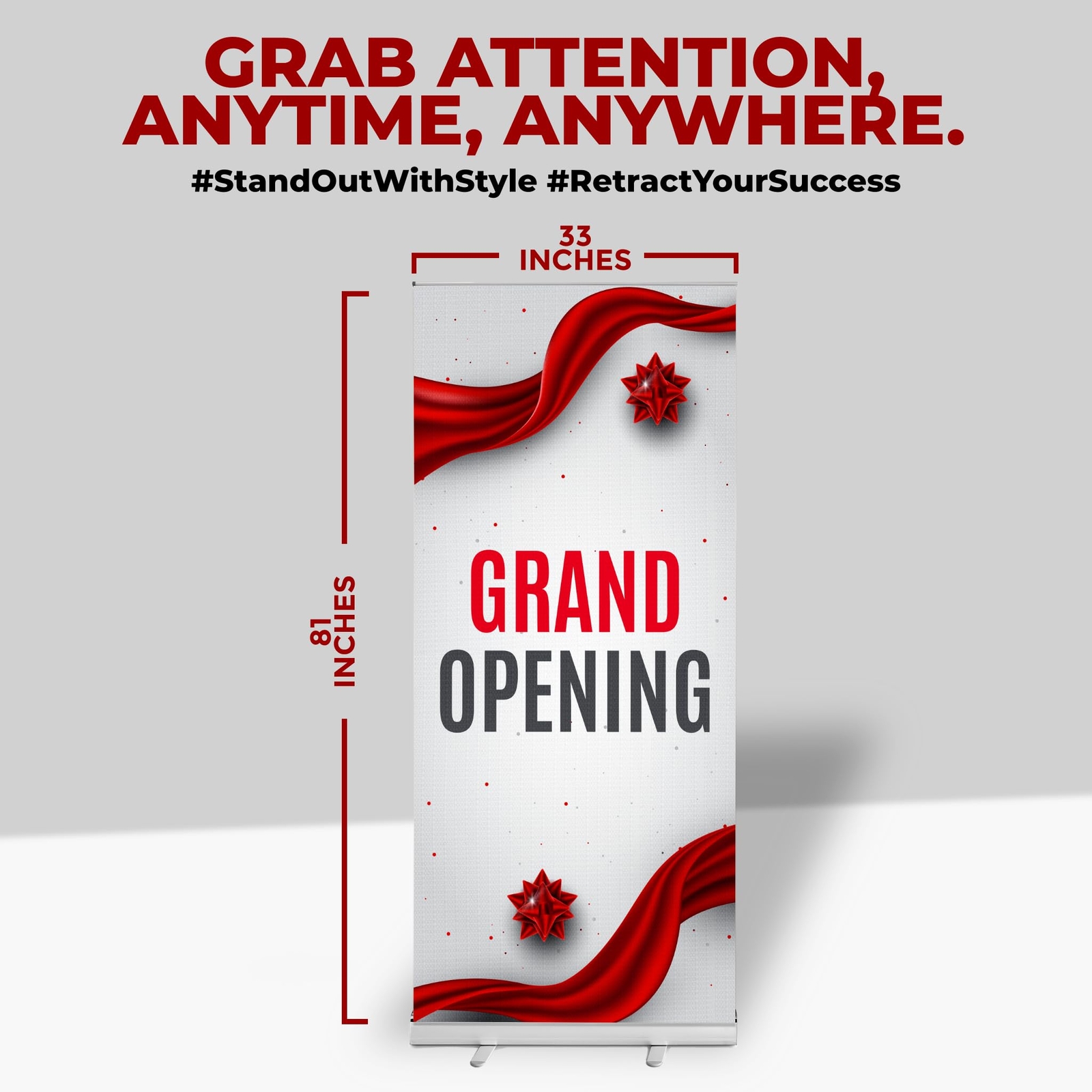 Events Sign Retractable Banner Stand | Adjustable Outdoor Banner Stand w/ Cover