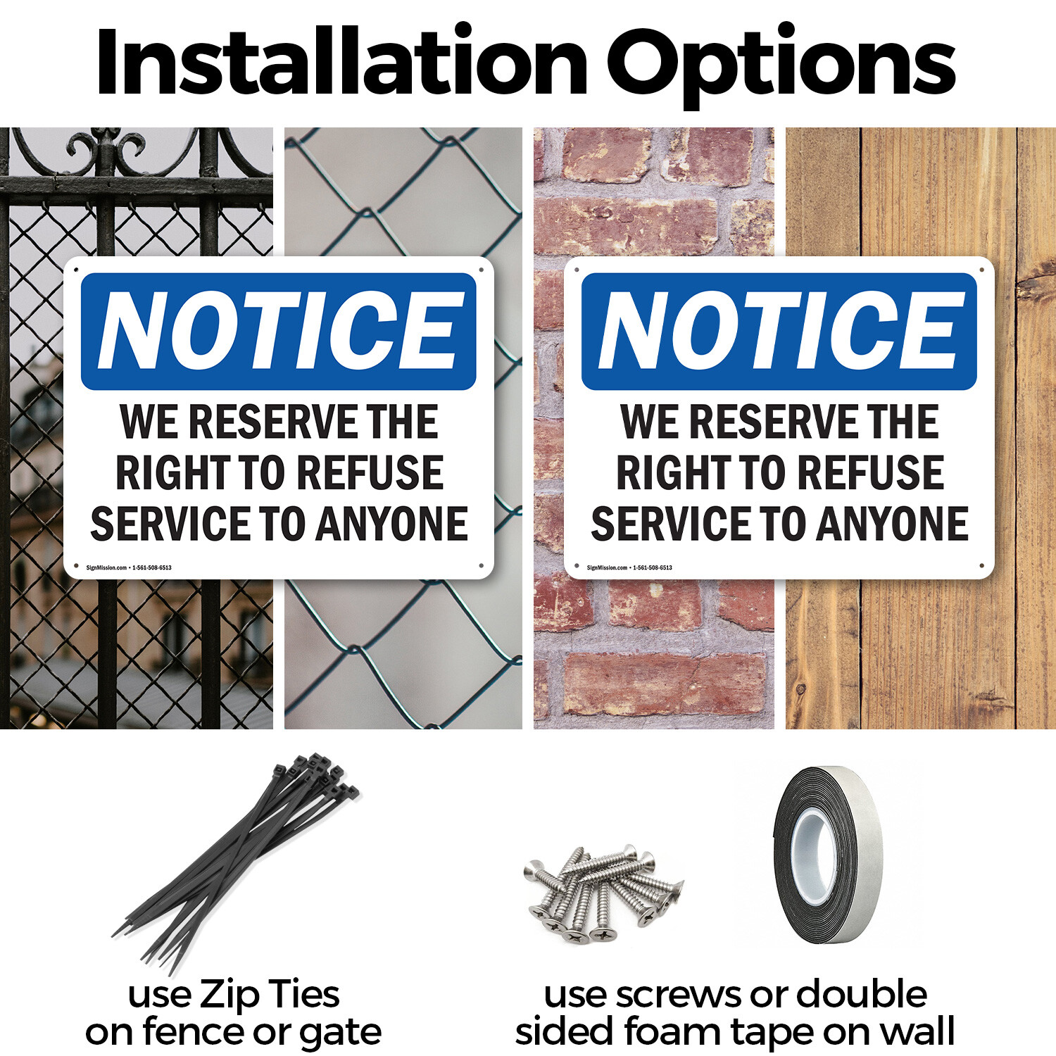 (2 Pack) We Reserve The Right To Refuse Service To Anyone OSHA Notice Sign Decal