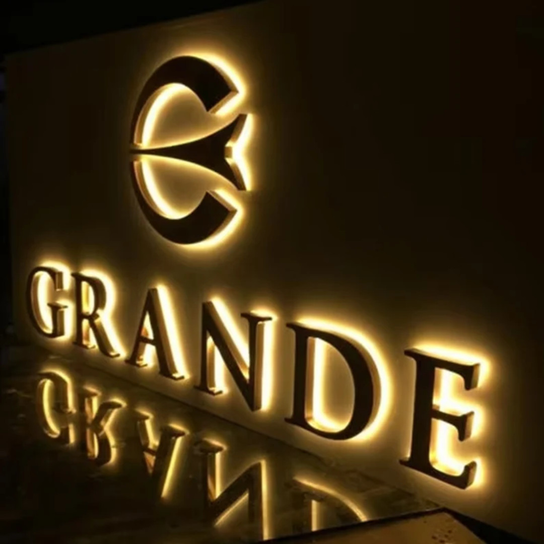3D Metal Letter Signage LED Backlit Business Company Custom Logo Outdoor Signs