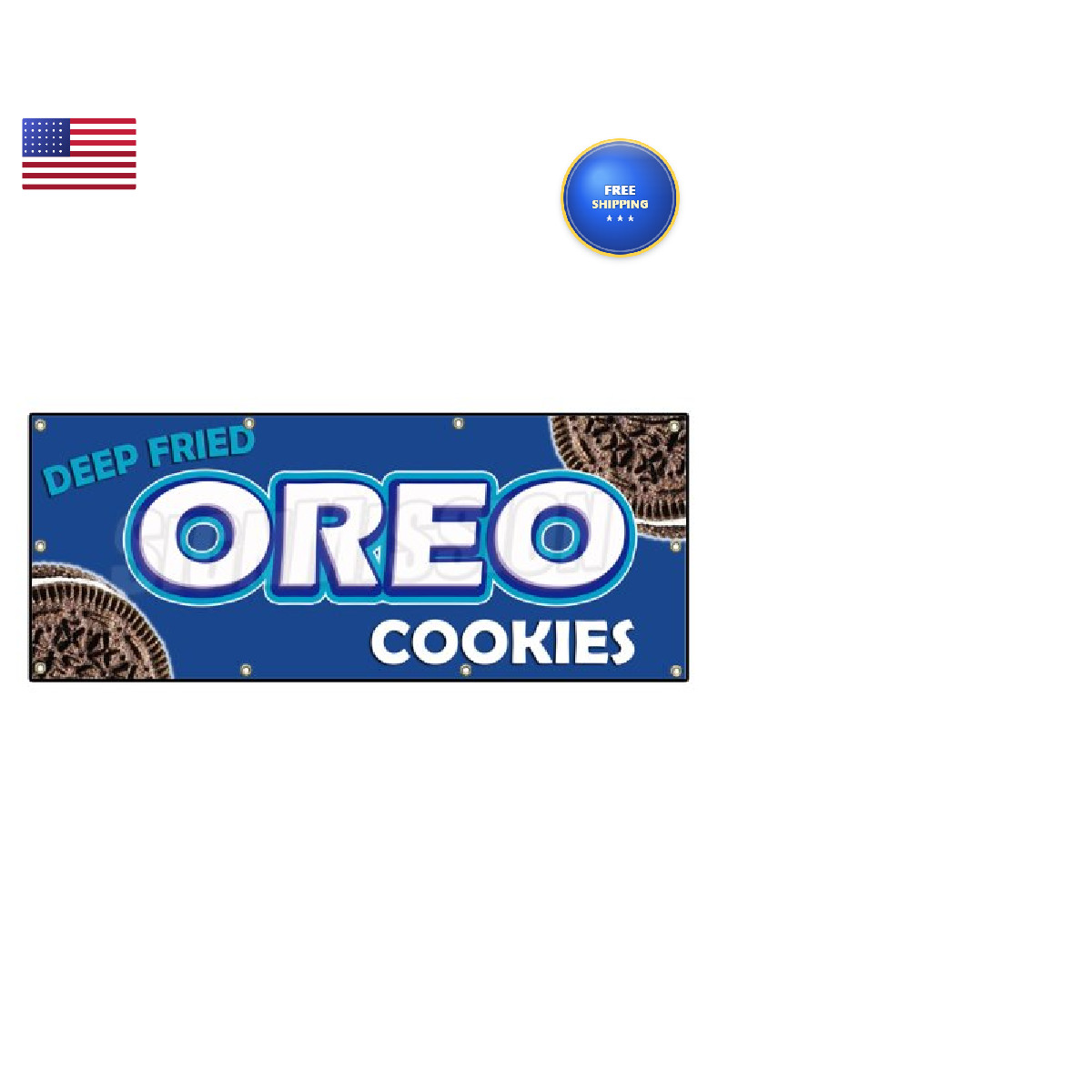 Signmission 36X96 Deep Fried Oreos Banner Sign Warm Fresh Homemade Stick Candy