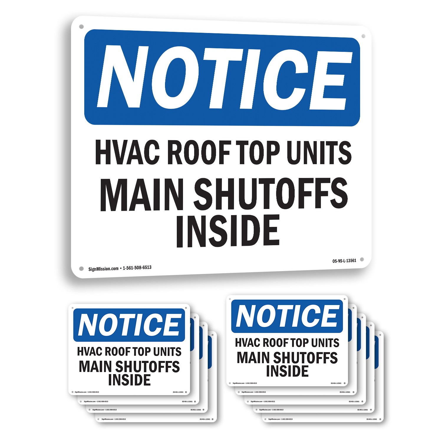 Hvac Roof Top Units Main Shutoffs Inside OSHA Notice Sign, Decal 5 or 10 Pack