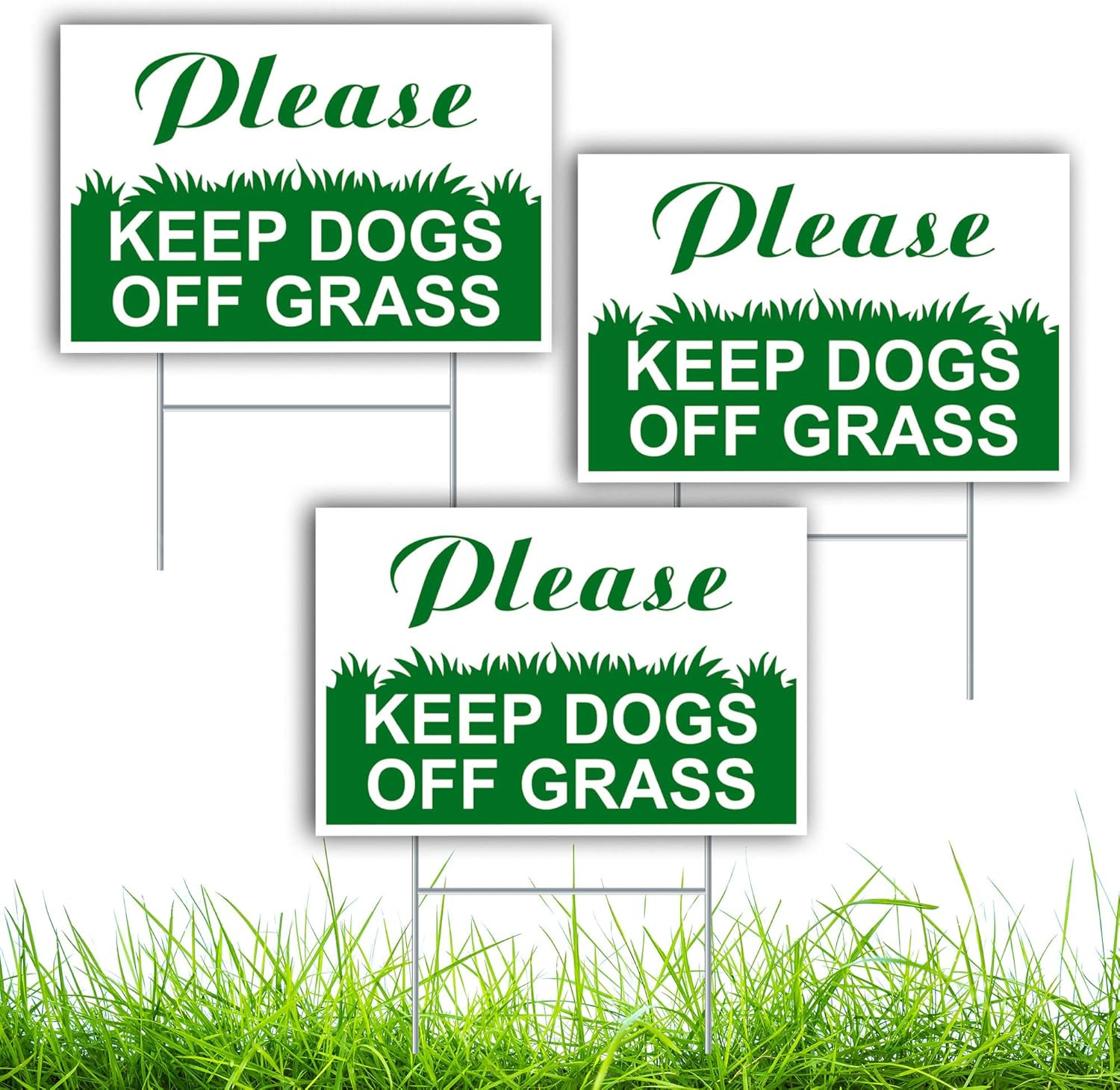 3 PC Keep Dogs Off Lawn Sign, 6×9 Coroplast No Pets Allowed, Please Stay Off Gra