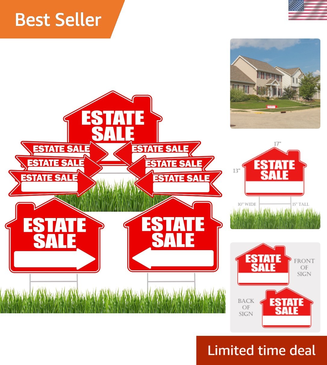 Professional-Grade Double-Sided Estate Sale Sign Set – Arrows & Stakes Included