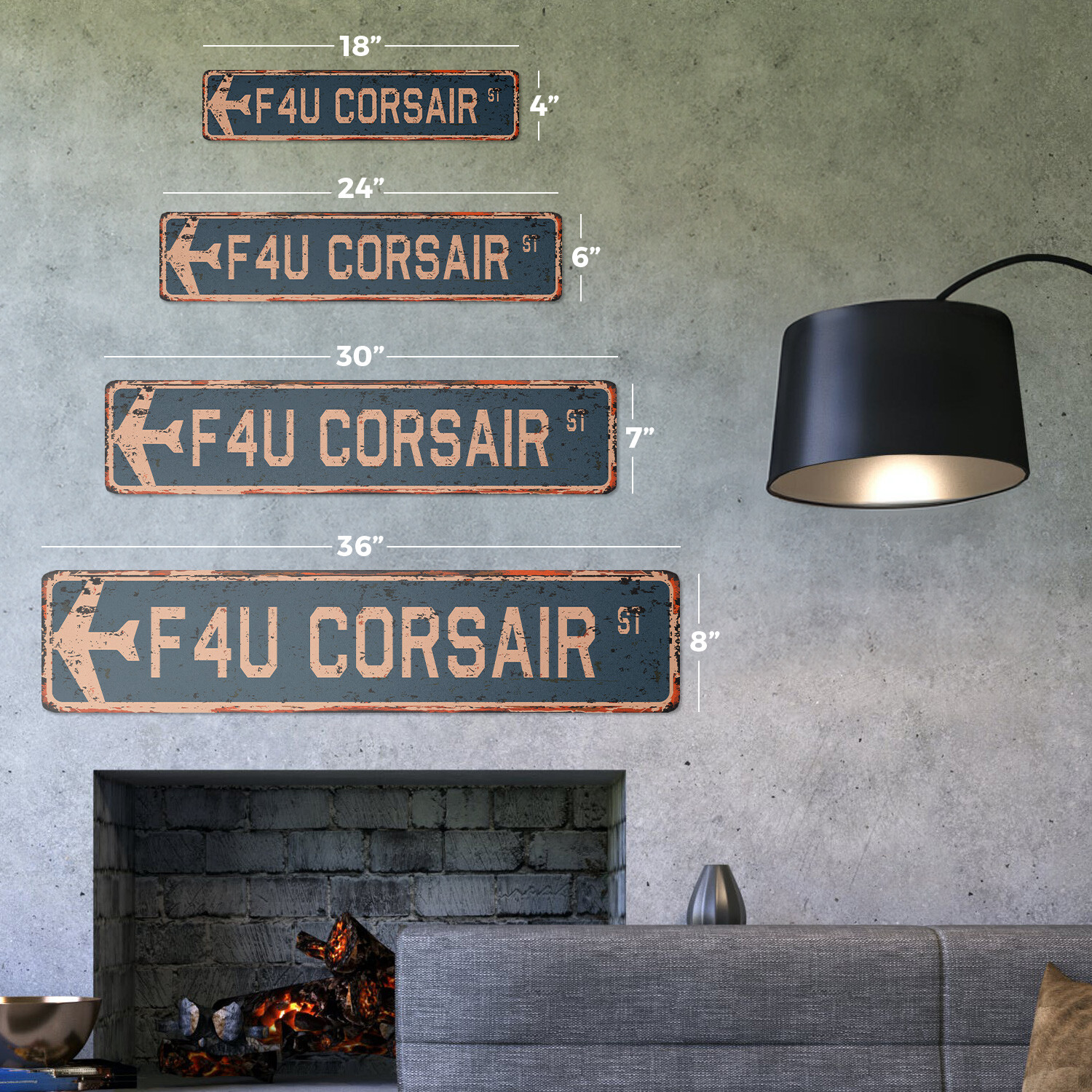 F4U Corsair Vintage Street Sign Air Force Aircraft Military Pilot Plane Ship
