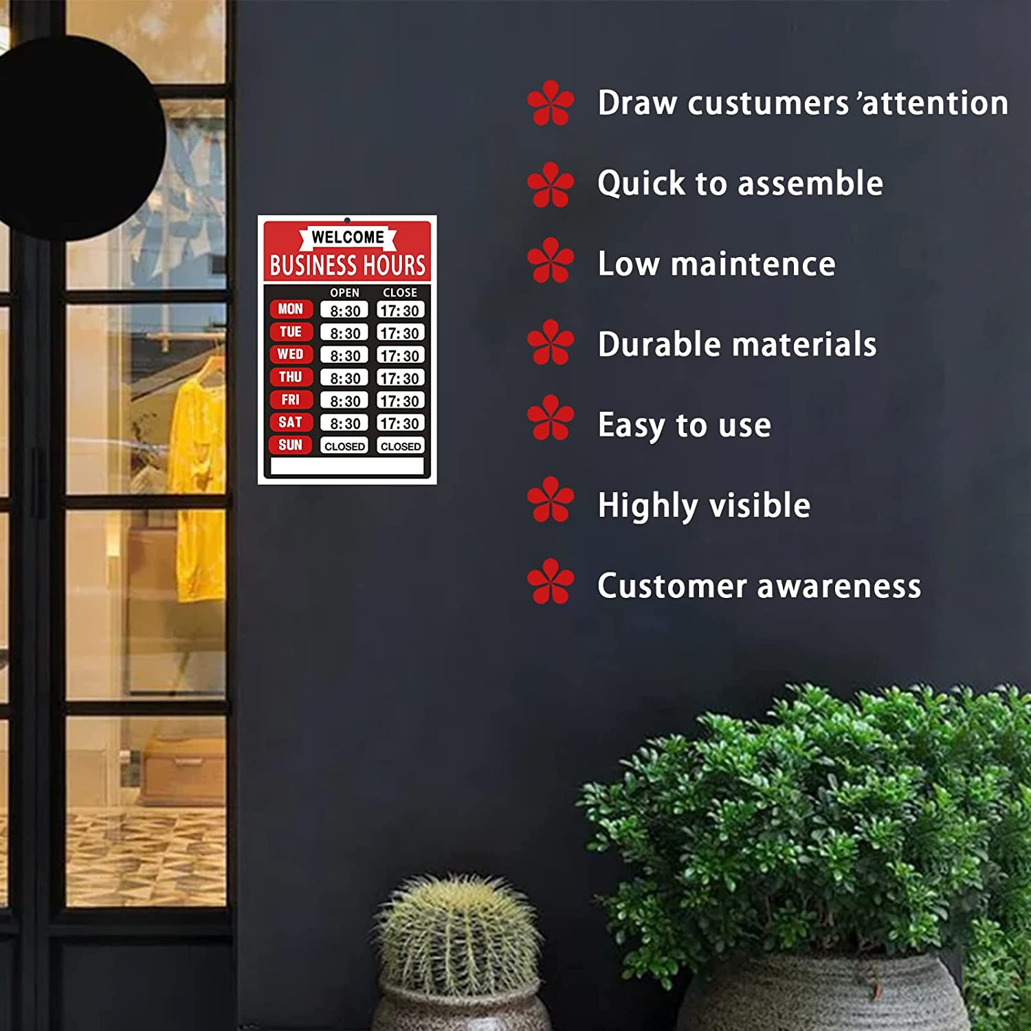 Business Hours SignOpening Hour Sign KitChangeable Store Hours SignHours of O