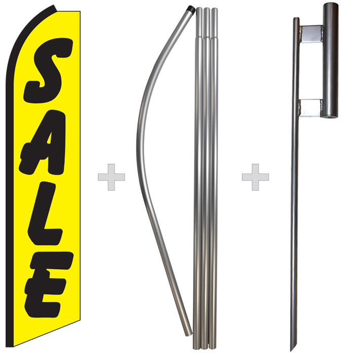 Sale Yellow/Black 15′ Tall Swooper Flag & Pole Kit Feather Super Bow Banner