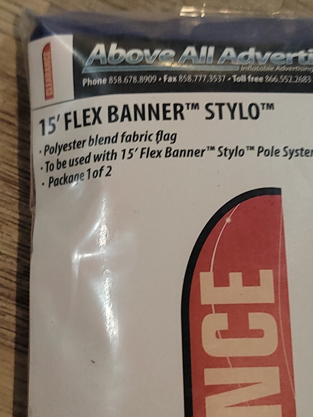 Clearance Feather Flag Flex Banner Above All Advertizing 15′ Flex Banner NEW