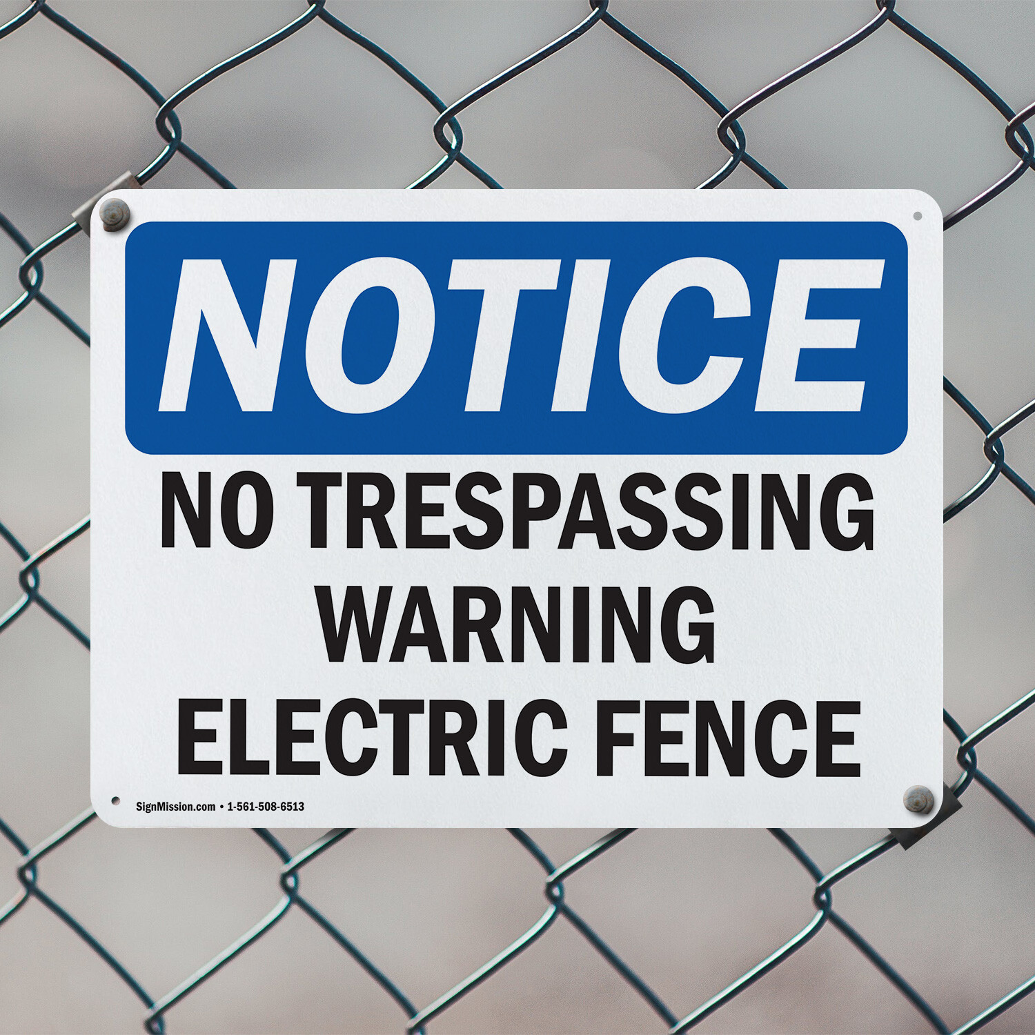 (2 Pack) No Trespassing Warning Electric Fence OSHA Notice Sign Decal Metal