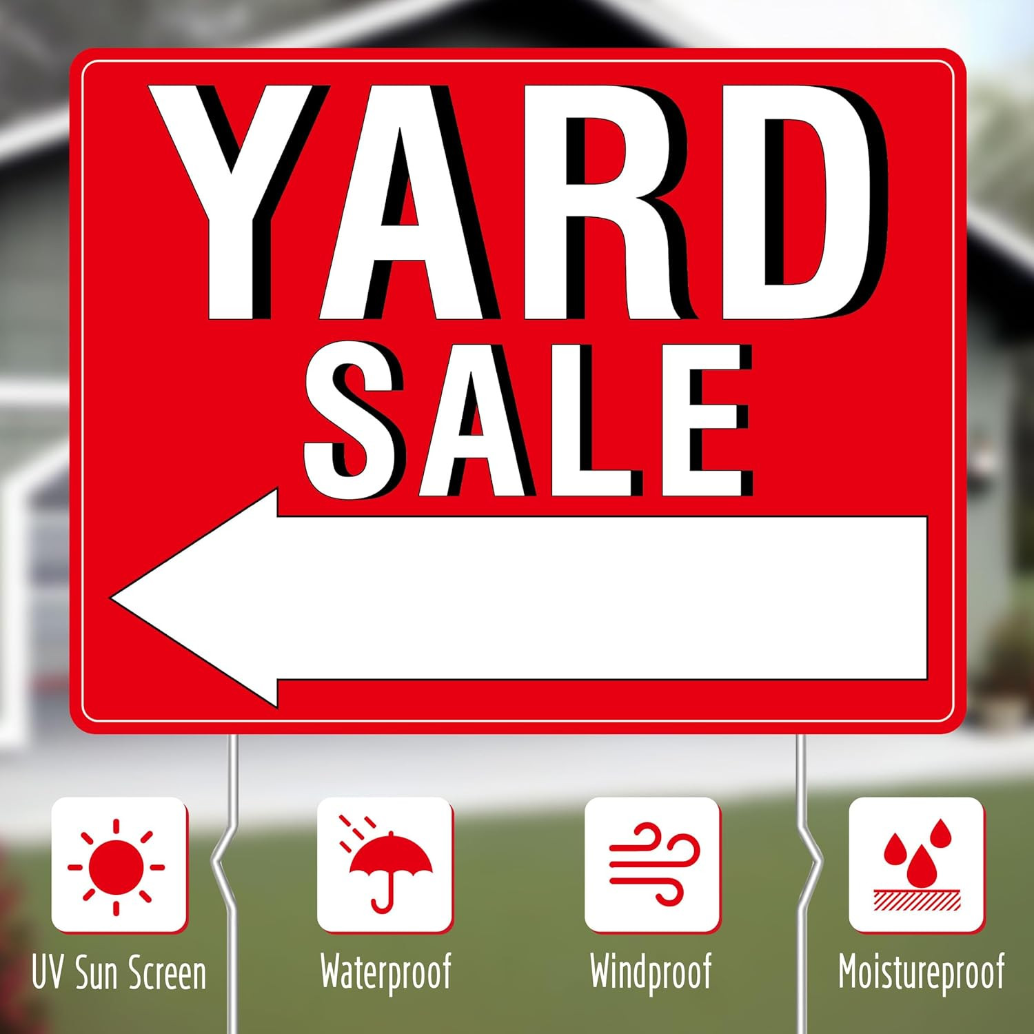 Yard Sale Sign, 3PCS Double Sided Yard Sale Signs with 6 Metal Stakes & 960 Sale