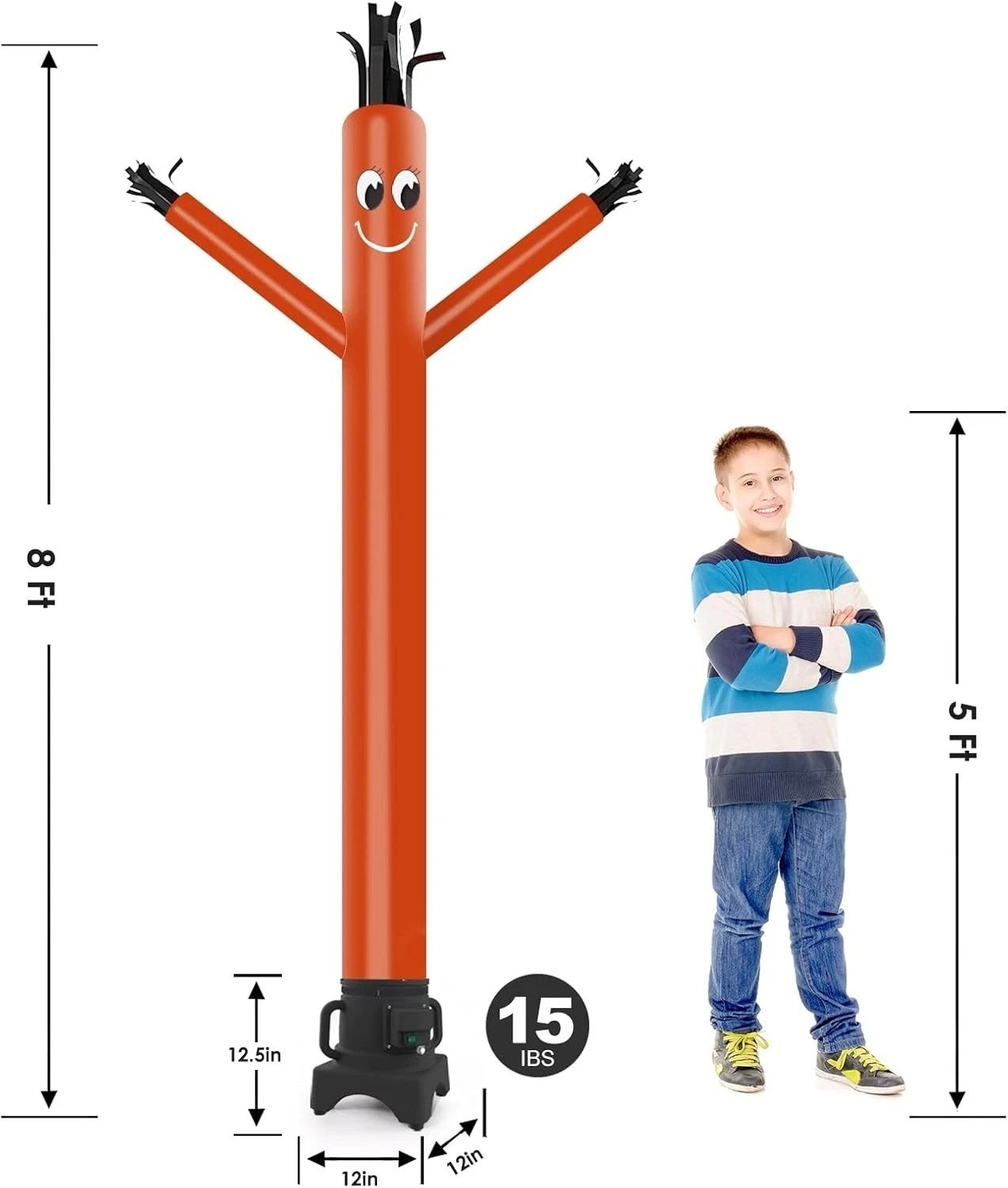 8ft Orange Fly Puppet Dancer – Durable Rip-stop Nylon, 1/3HP Blower, Tear Res…