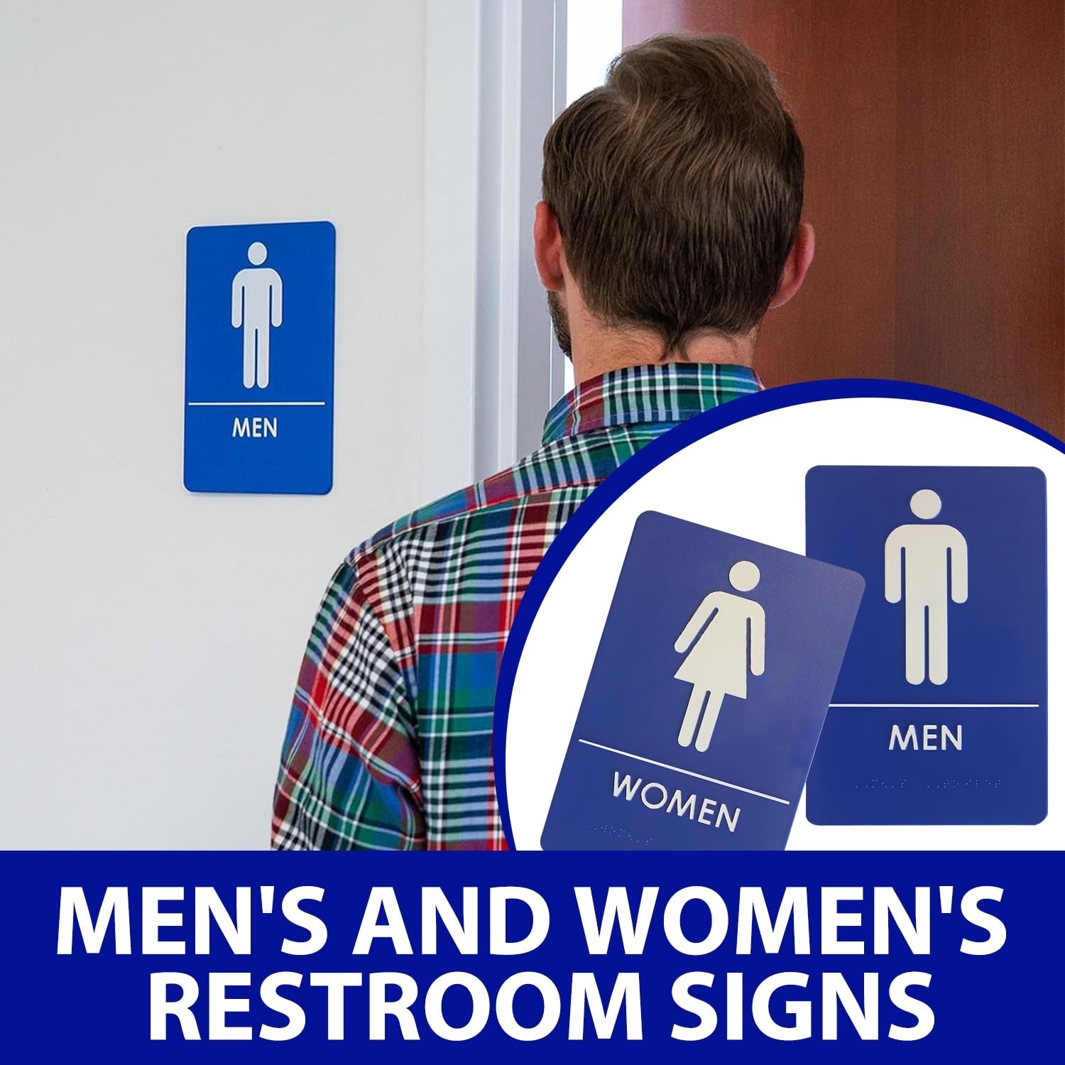 Men’s and Women’s Restroom Signs, ADA-Compliant Bathroom Door Signs for Offic…