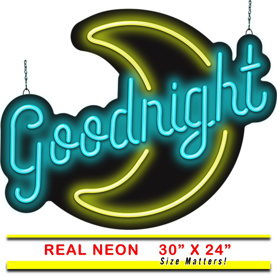 Goodnight Moon Neon Sign Window or Wall Use REAL Hand Bent Neon