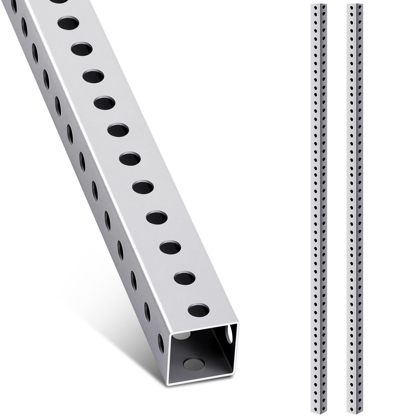 2 Pcs Square Sign Post 6 ft H x 1.5 Inch Wide with 7/16 Dia -set Perforated S…