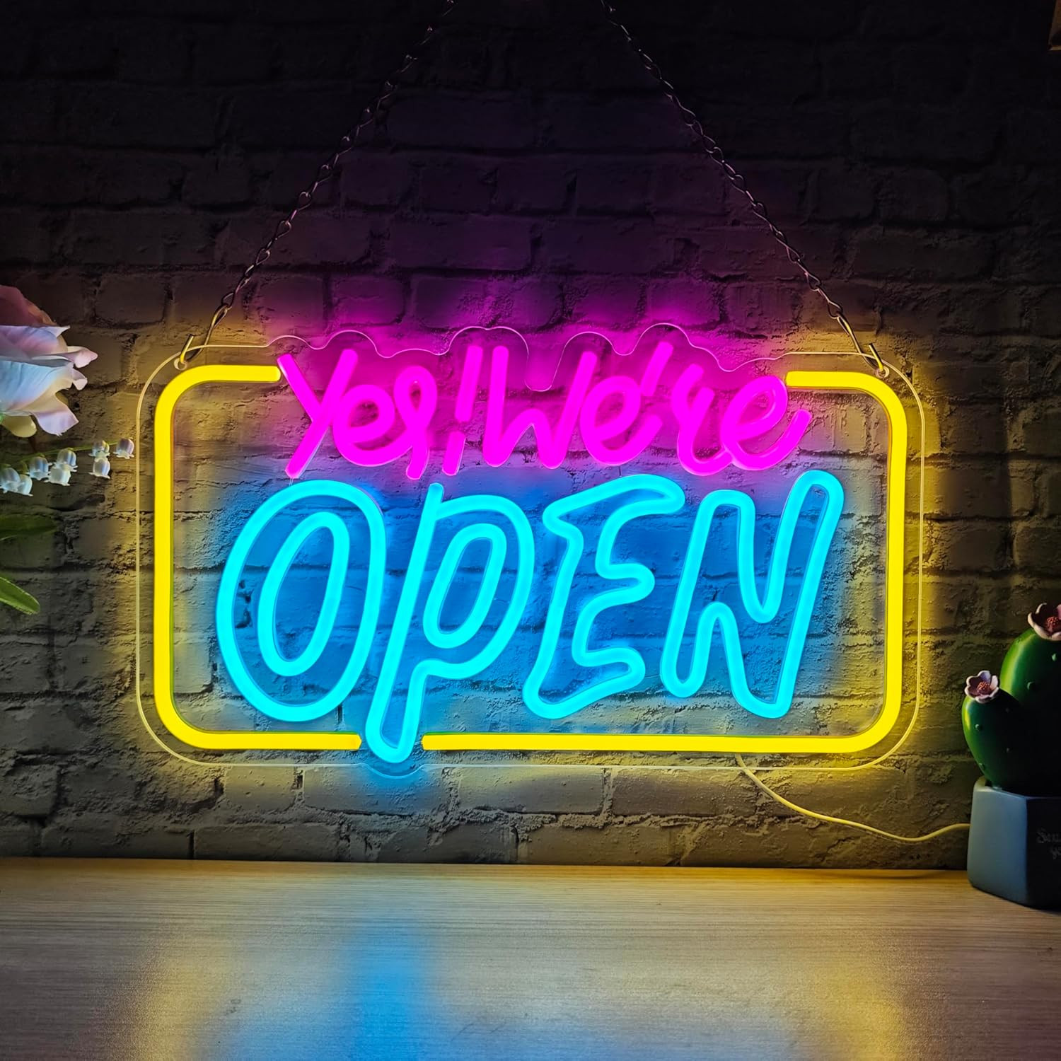 LED Neon Open Sign 16″X9″ Dimmable USB Light for Business Store Bar Window
