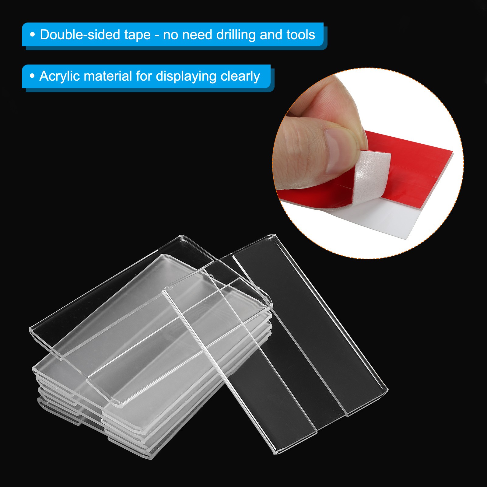 12Pcs 1.5×2.5″ Wall Mount Acrylic Sign Holder with Tape for Office, Clear