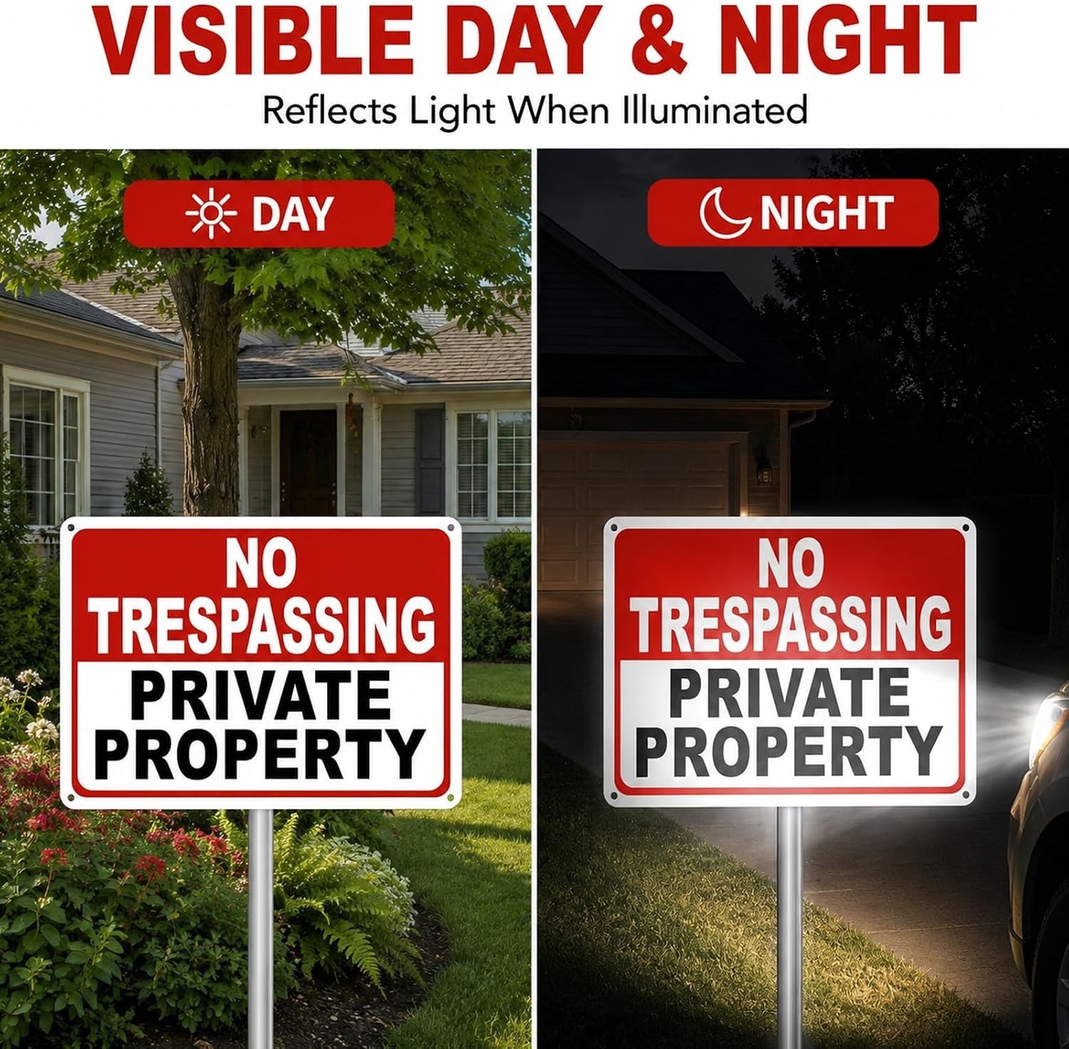 4 Pack Large No Trespassing Signs Private Property – 14X10 Inch 40 Mil Heavy Dut