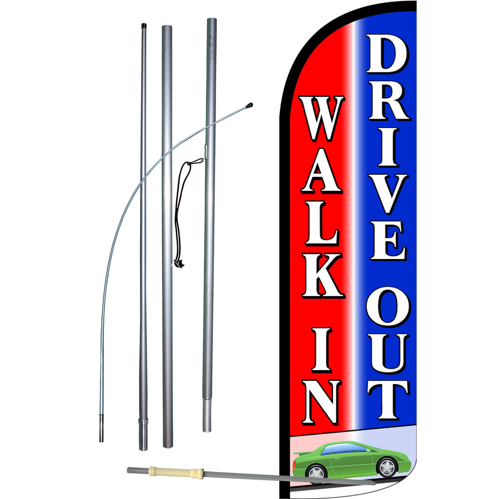 Walk In Drive Out Flag with Flag Pole and Spike
