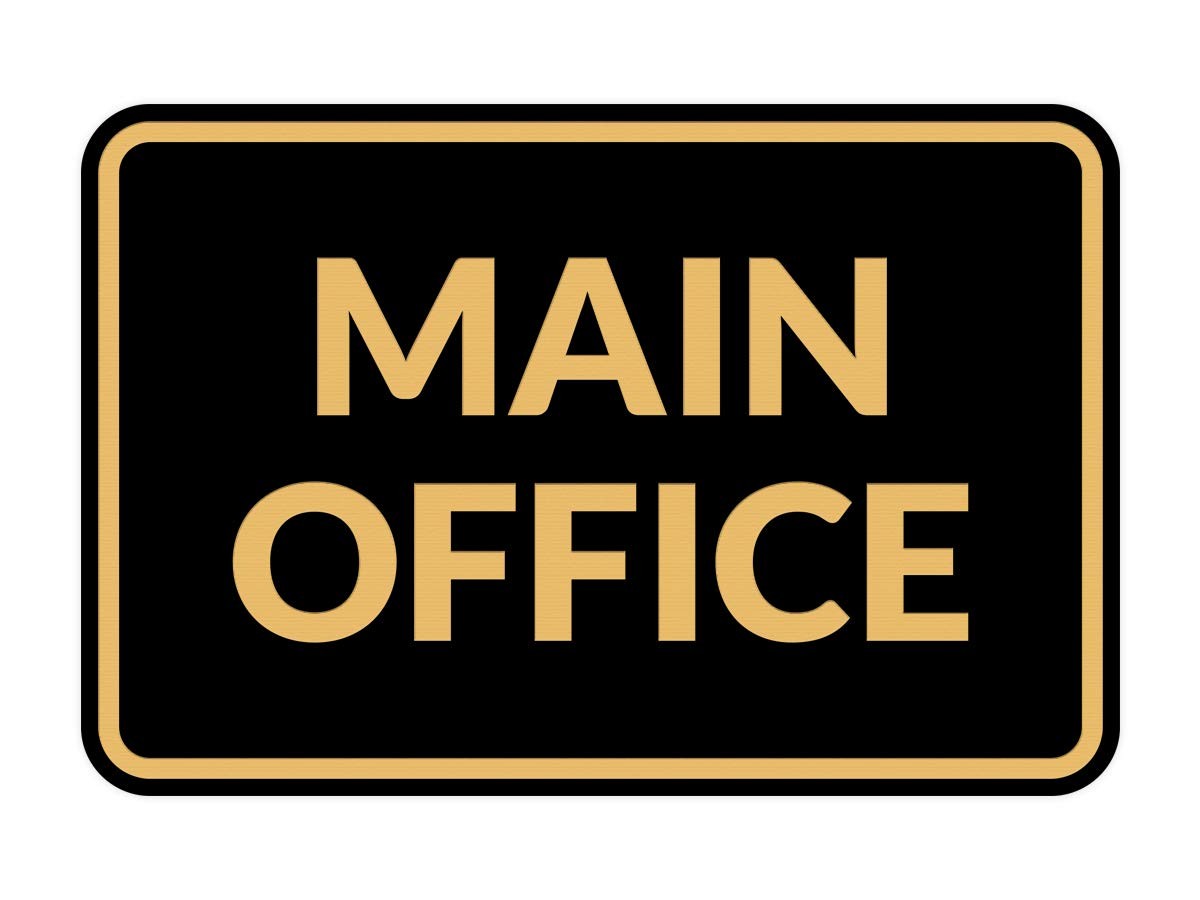 Classic Framed Main Office Sign Large Black Gold Wall Door Plaque Decor