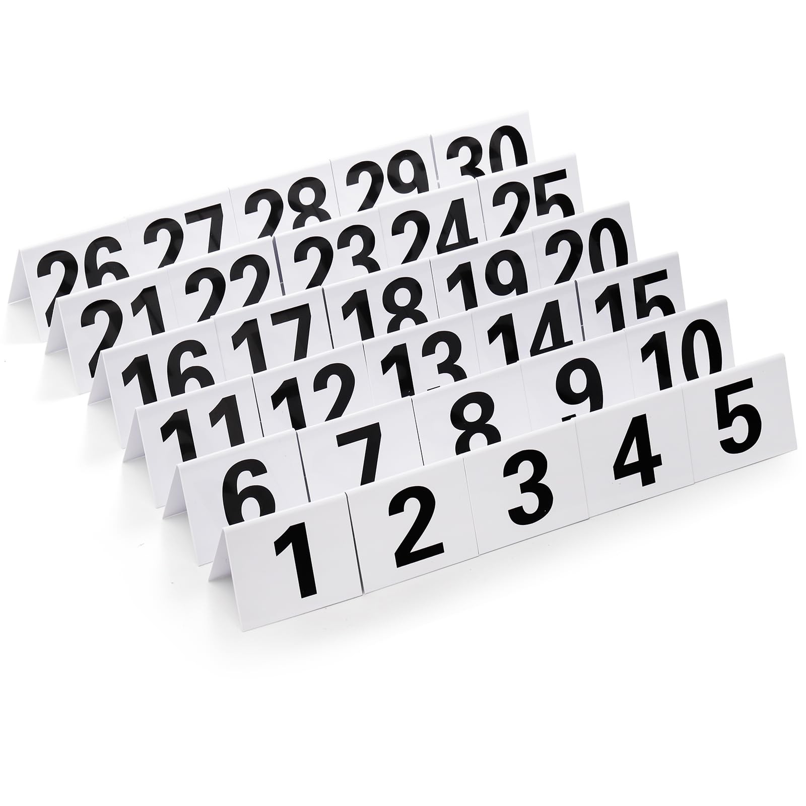 30 PCS White Acrylic Double Sided Tent Style Table Numbers 130 Signs Party