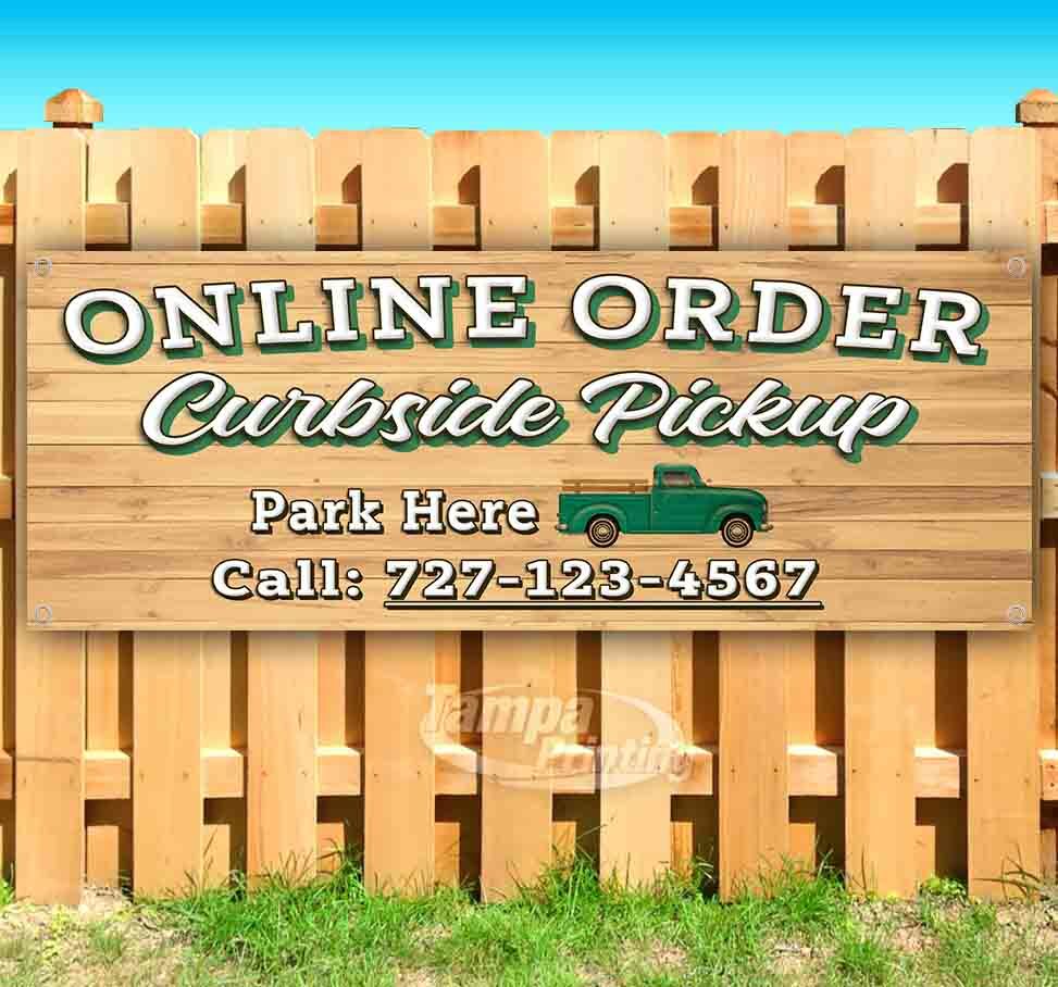 ONLINE ORDER CURBSIDE PICKUP CUSTOM PHONE Advertising Vinyl Banner Flag Sign