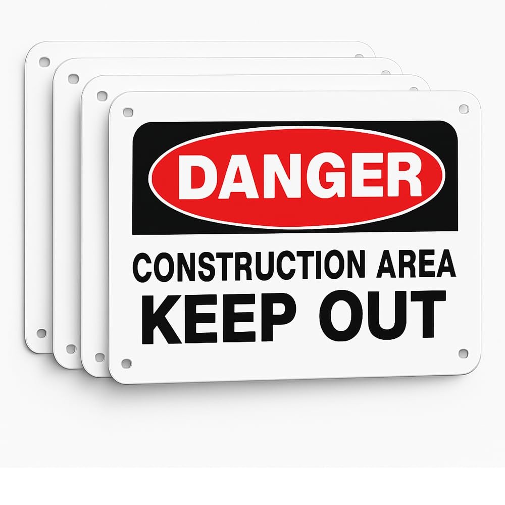 4 PCS Construction Area Keep Out Danger Do Not Enter Sign 10×14 Inch Metal