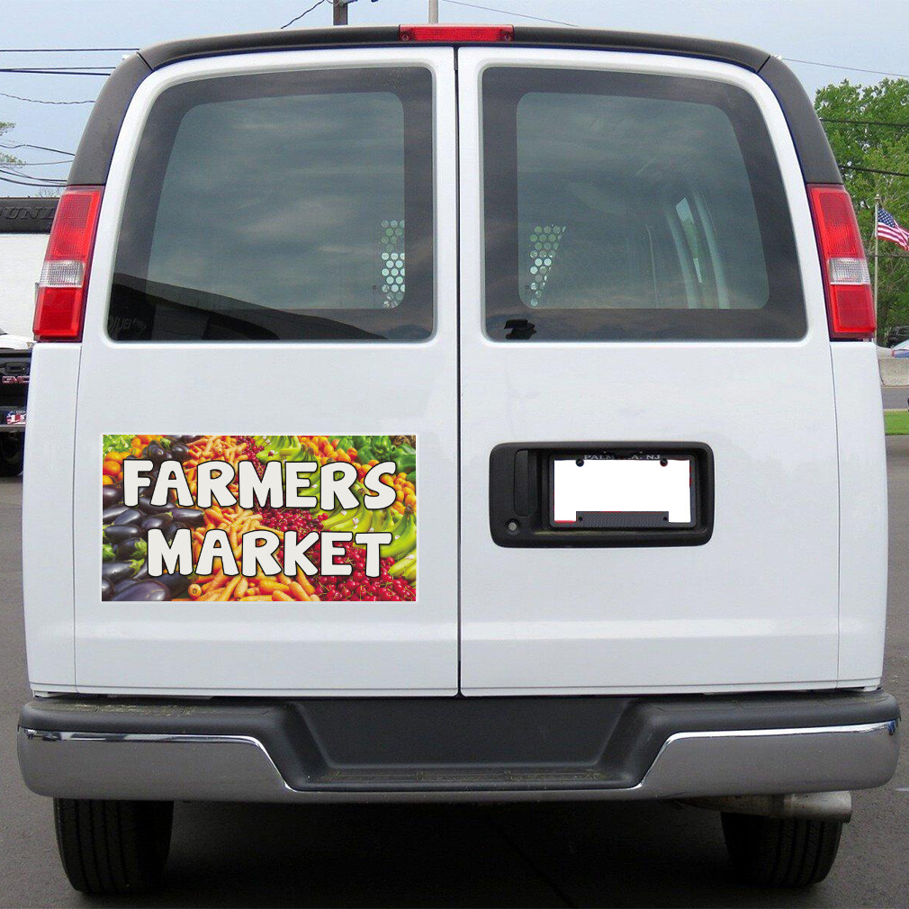 Car Magnet Set of 2 Farmers Market Advertising Printing A Industrial Sign