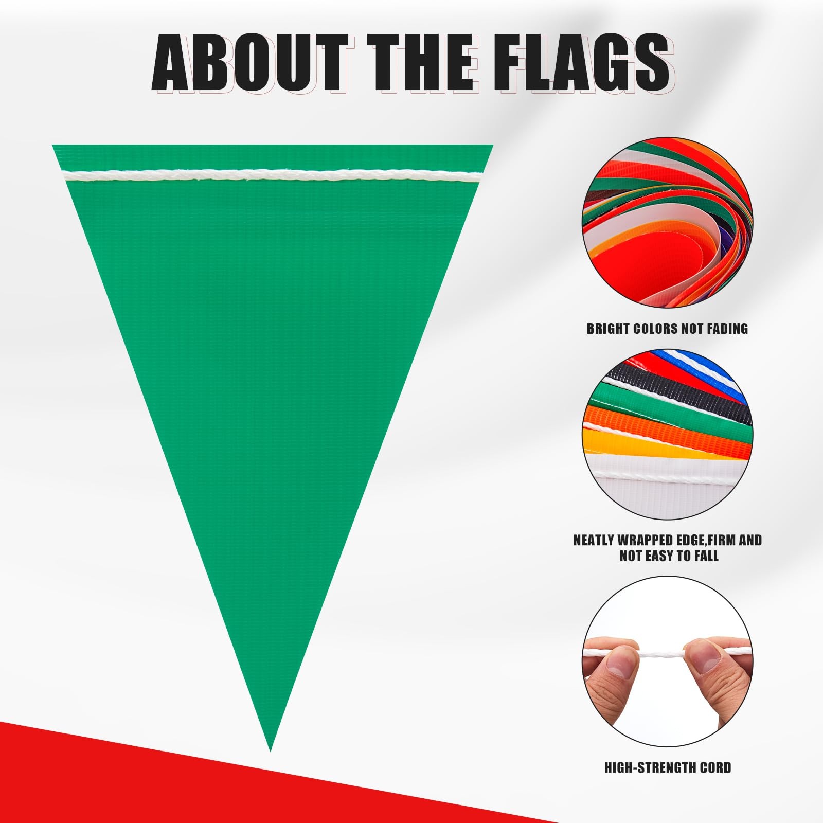 105FT OSHA Safety Pennant Flags – High Visibility Triangle Banners for Hazards